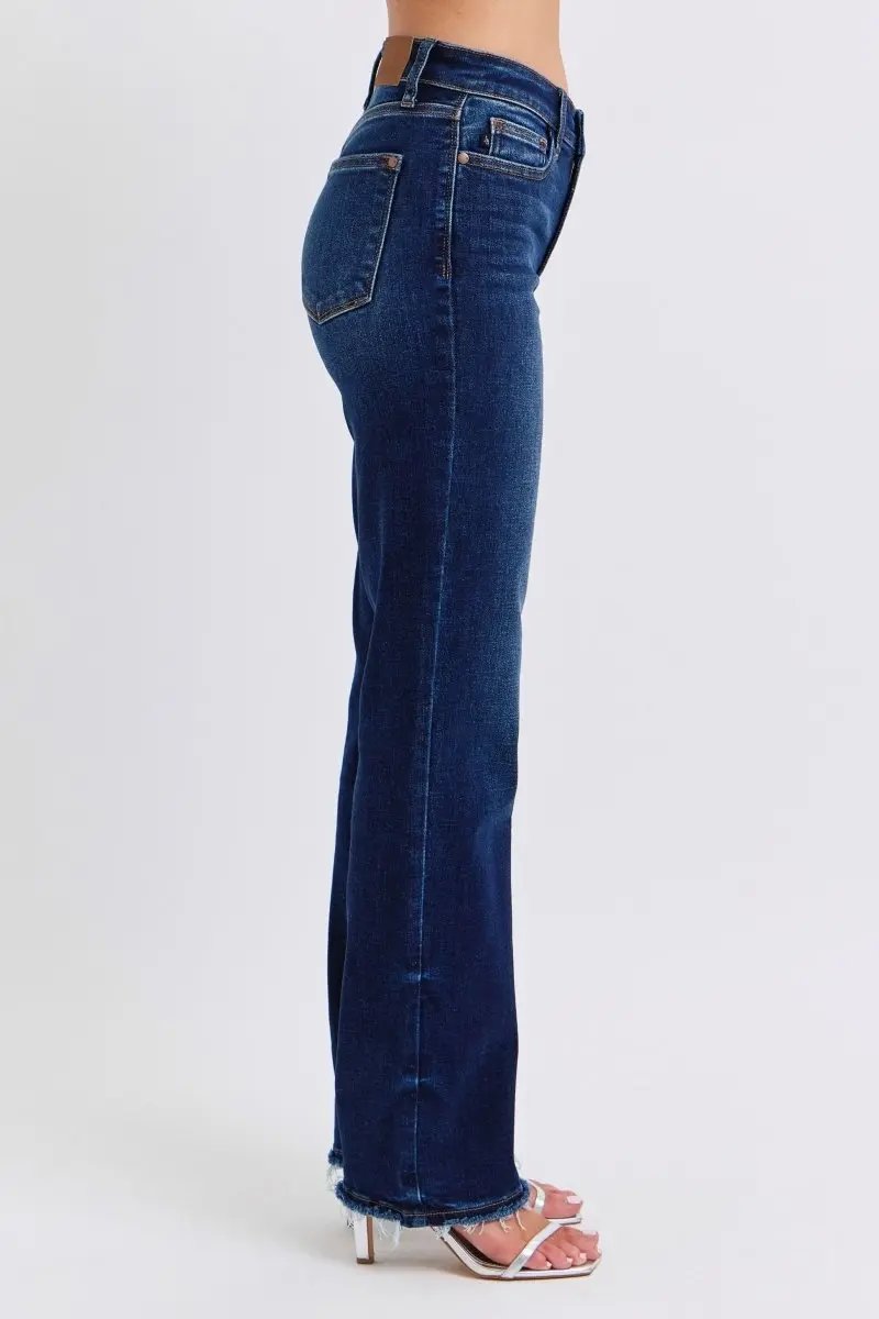 Judy Blue Full Size Raw Hem Straight Leg Jeans for Women - Love Salve